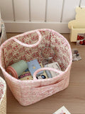 Quilted Floral Storage Tote: Pink