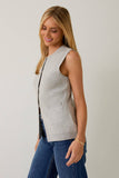 BUTTON DOWN KNIT VEST: H GREY / L
