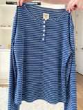 Striped Soft Button Loungewear Long Sleeve Top: Large / Long Sleeve Top