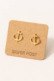 Gold Dipped Studded Anchor Stud Earrings: G