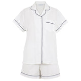Logan Navy Short Sleeve Shorty Pajamas: M