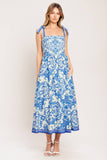 A printed woven midi dress - ID22381-A: IVORY BLUE / Contemporary / M