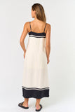 ILD4630 CONTRAST STRIPED MIDI DRESS : CREAM-BLACK / L