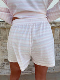 Soft Pink Billie Striped Loungewear Shorts: Small / Shorts
