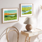 Salt Marsh Landscape Coastal Wetlands Watercolor Print : 5x7 (8x10 mat)
