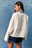 JACKET WITH GINGHAM CONTRAST: WHITE-NAVY GINGHAM / M