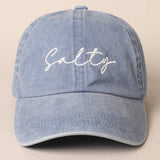 Salty Lettering Embroidery Baseball Cap: WHITE / One Size