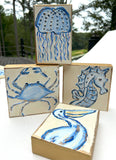 Blue Crab | coastal beach nautical ocean blue and white