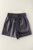 Linen Blend Elastic Waist Drawstring Shorts: White / S-M-L:2-2-2