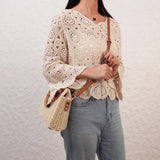 Straw Beach Bag with Bamboo Handle for Women_CWAB4694: CAMEL / (OS) 1