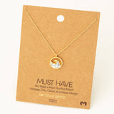 Round Wave Coin Pendant Necklace: WH