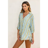 Morning Pages Tie Detail Tunic Shirt: TROPICAL BREEZE / S-M-L(2-2-2)
