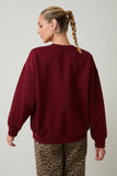 CREW NECK LONG SLEEVE "COFFEE TIME" GRAPHIC SWEATSHIRT: CREAM / S