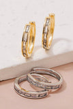 Baguette Pave Hinge Hoop Earrings: G