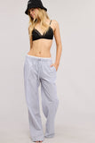Stripe Boxer Wide Leg Pajama Pants: Black / L