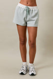 MID RISE STRIPE SHORTS: LT BLUE-CREAM STRIPE / L