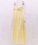 Vacation yellow backless strap maxi dress: Yellow / M