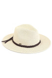C.C Straw Panama Hat with Tied Ribbon: Gray/Black
