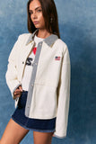 JACKET WITH GINGHAM CONTRAST: WHITE-NAVY GINGHAM / M