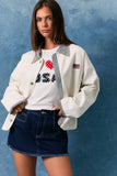 JACKET WITH GINGHAM CONTRAST: WHITE-NAVY GINGHAM / M
