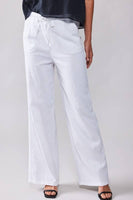 LINEN DRAWSTRING WAIST PANTS: WHITE / S-2/M-2/L-2