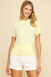 SOFT YARN SHORT SLEEVE SWEATER TOP - 5433W: IVORY / L