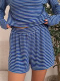 Striped Soft Button  Loungewear Shorts: Large / Shorts