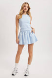 KNIT TANK AND WOVEN SKIRT SET / WL25-12024: SKY / S