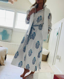 Hand Block Shirtdress in Sea Vine: Small
