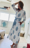 Hand Block Shirtdress in Sea Vine: Med