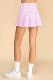 CS3720-Motion Houndstooth Patterned Athleisure Skirt: Pink / M