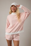 MOCK NECK STRIPE SWEATSHIRTS TOP: SAGE-CREAM STRIPE / XS
