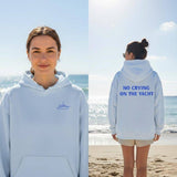 No Crying on the Yacht Nautical Graphic Hoodie: White / XL