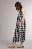 SPAGHETTI STRAP GINGHAM MIDI DRESS / WL26-13738: SAGE/WHITE / M