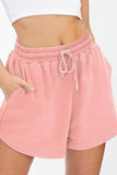 Plain High Waist Drawstring Shorts ZZKF805: Blue / M