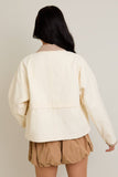 SHACKET WITH GINGHAM CONTRAST DETAILING: CREAM-BROWN GINGHAM / M