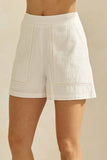 Floral Textured Cotton Shorts: OFF WHITE / M