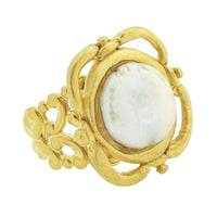 Handcast Gold Pearl Adjustable Ring