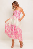 A printed woven midi dress - ID22555: IVORY PINK / Contemporary / L