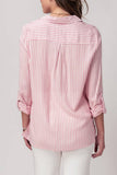 Relaxed Fit Vertical Striped Rayon Button Down Shirt: BLUE / S-2/M-2/L-2