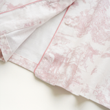 Pink Toile Women Pajamas Set – Summer Cotton Loungewear : M