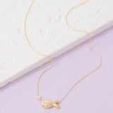 Pearl Bead And Fish Charm Dainty Chain Necklace: G