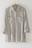 Relaxed Fit Vertical Striped Rayon Button Down Shirt: BLUE / S-2/M-2/L-2