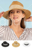 C.C Paper Straw Panama with Whip Stitches on Woven Trim: Natural