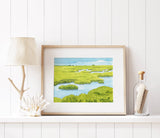 Salt Marsh Landscape Coastal Wetlands Watercolor Print : 16x20 (no mat)