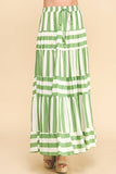 STRIPE TIERED MAXI SKIRT- 4257SE: Blue / S