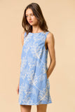 ILD6152 SLEEVELESS EMBROIDERY MINI DRESS: Blue / L