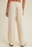 LINEN STRAIGHT PANTS / WL25-11555: WHITE / M