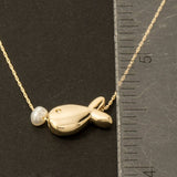 Pearl Bead And Fish Charm Dainty Chain Necklace: G