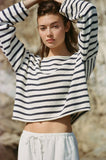 AW1027 | RENEE SWEATER TOP: S / Ivory Navy